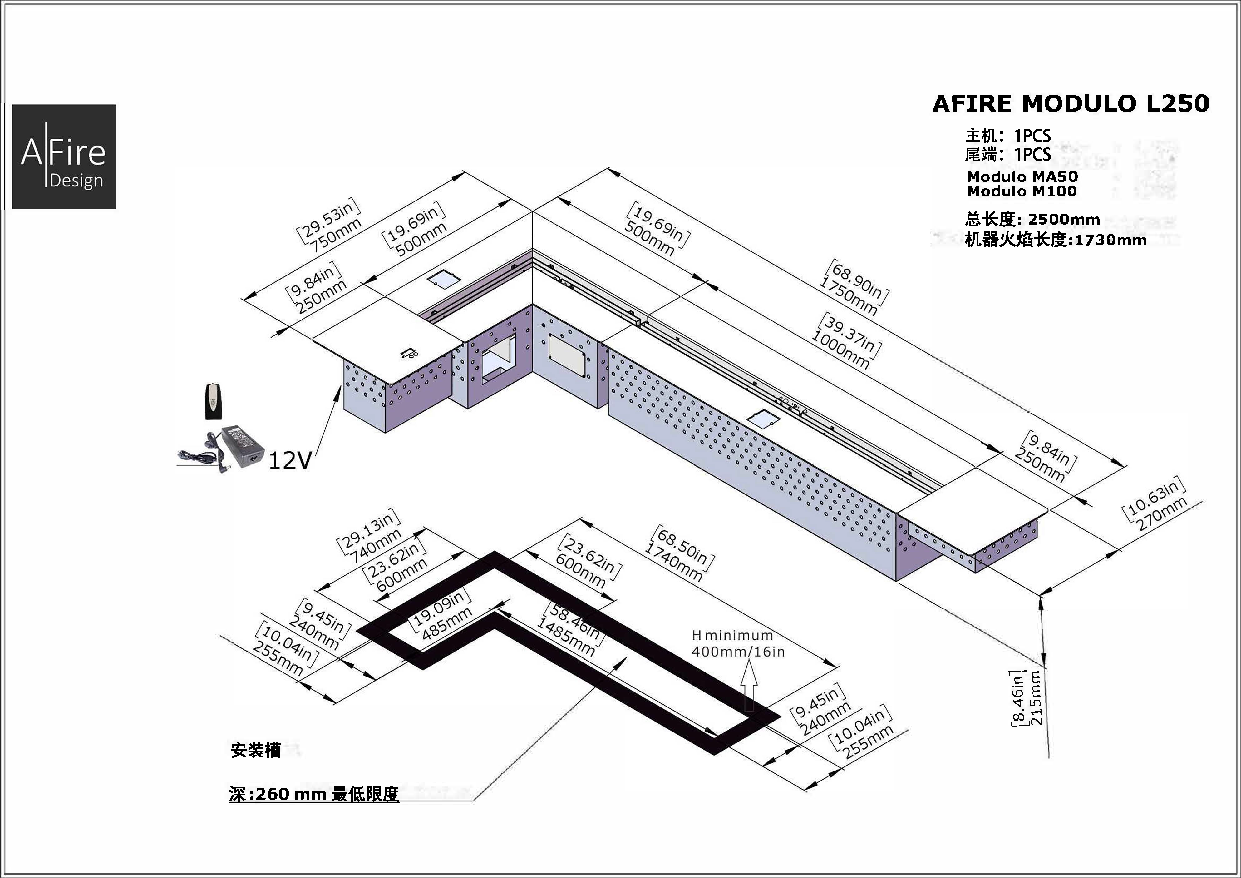 (图7)Modulo M250 开槽尺寸图