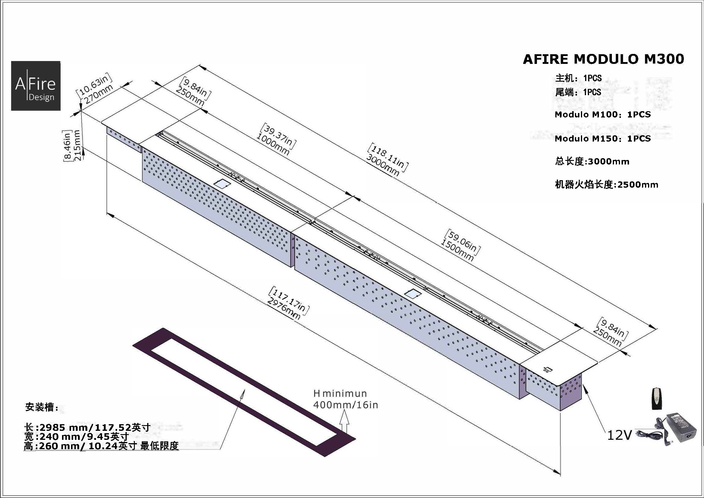 (图8)Modulo M300 开槽尺寸图